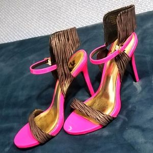 Wild Neon Pink Heels with Zebra Detail